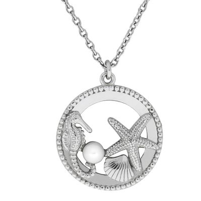 Silber Seestern Seepferd Muschel Anhänger mit Kette