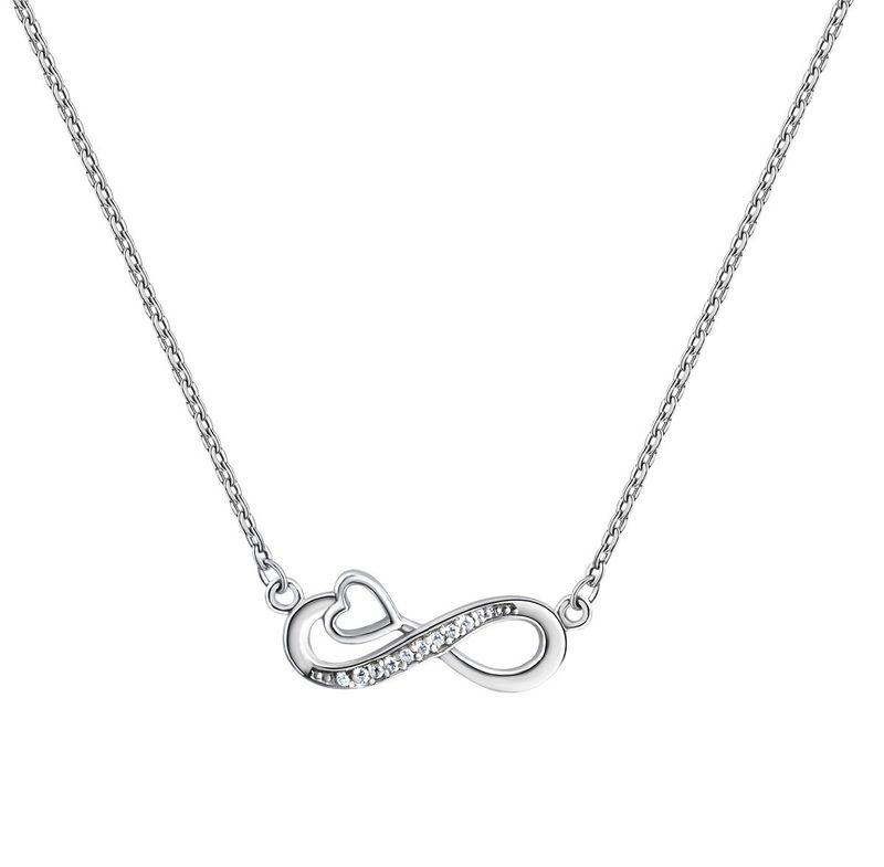 Infinity Collier mit Zirkonia besetzt in 925 Silber rhodiniert Infinity Collier mit Zirkonia besetzt in 925 Silber rhodiniert