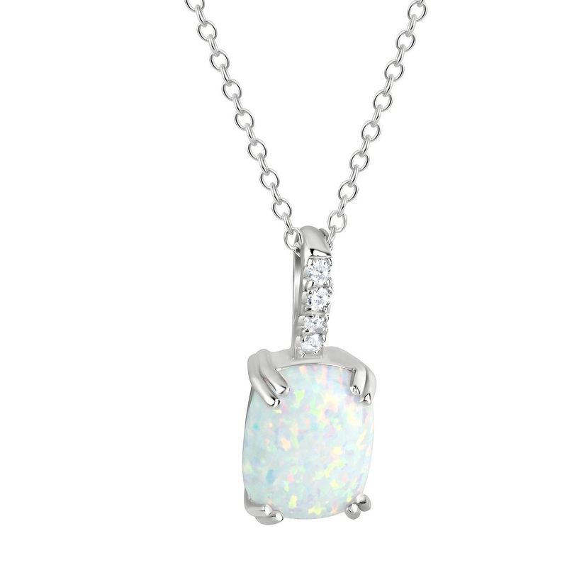 Kette mit synth. Opal Anhänger mit Zirkonia besetzt Kette mit synth. Opal Anhänger mit Zirkonia besetzt