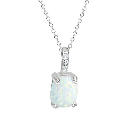 Kette mit synth. Opal Anhänger mit Zirkonia besetzt