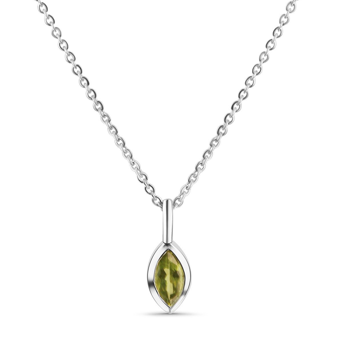 925 Silber Ankerkette mit grünen Peridot Anhänger
