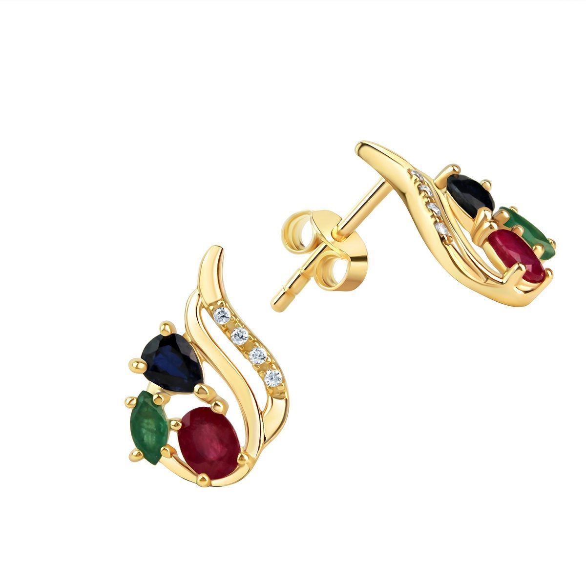 Gold Ohrstecker Rubin Safir Smaragd 375 Gold