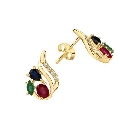Gold Ohrstecker Rubin Safir Smaragd 375 Gold