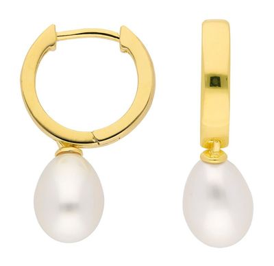 Perlen Ohrringe Silber Creole mit Süßwasserperle