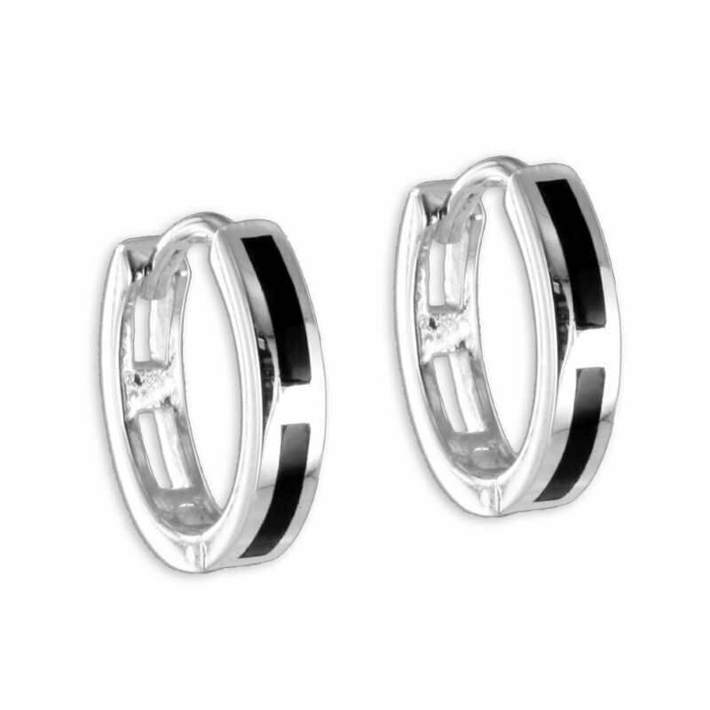 Klappcreolen mit schwarzen Onyx in 925 Silber Klappcreolen mit schwarzen Onyx in 925 Silber