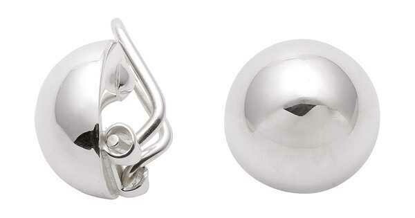 Kugel Ohrclips in polierten 925 Silber ca 14 mm