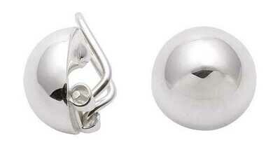 Kugel Ohrclips in polierten 925 Silber ca 14 mm