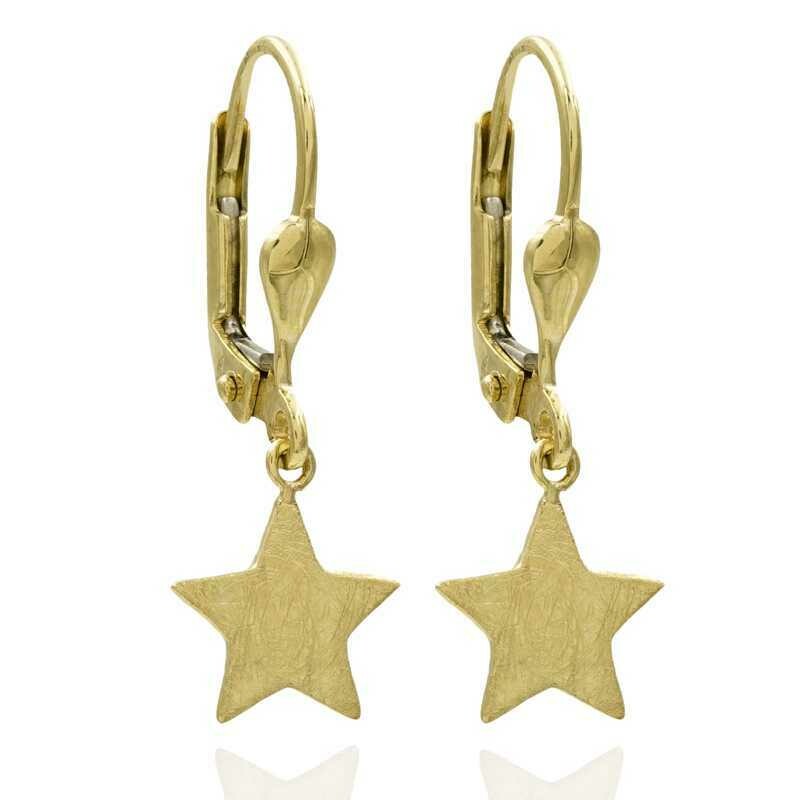 Stern Ohrhänger in 333 Gold mit Brisur eismattiert