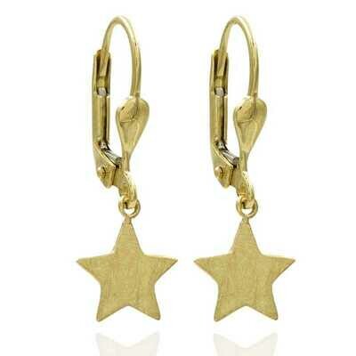 Stern Ohrhänger in 333 Gold mit Brisur eismattiert