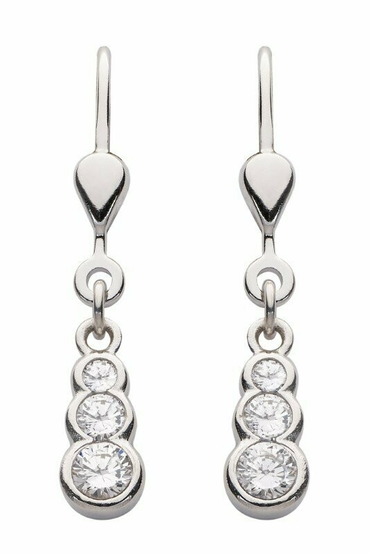 Silber Ohrhänger mit je 3 Zirkonia in einer Reihe übereinander Silber Ohrhänger mit je 3 Zirkonia in einer Reihe übereinander