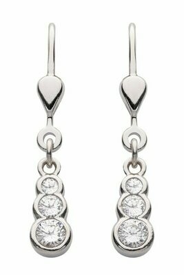 Silber Ohrhänger mit je 3 Zirkonia in einer Reihe übereinander