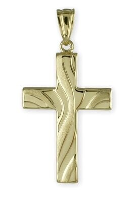 Großer Gold Kreuzanhänger 35 mm lang mit Muster