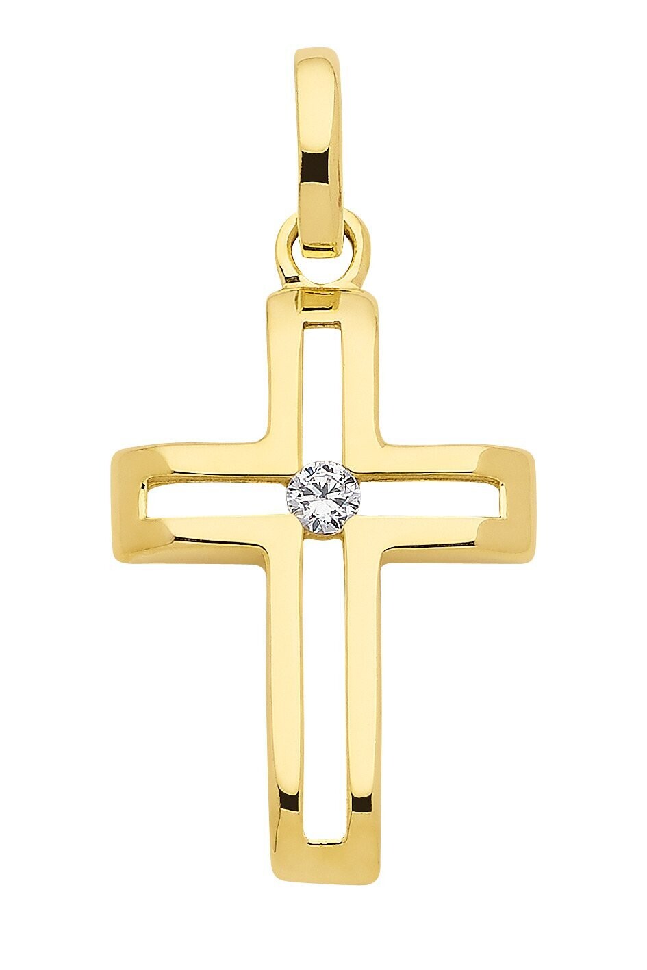 333 Gold Kreuz mit zentralen Zirkonia besetzt