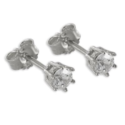 Weißgold Ohrstecker mit Zirkonia in Krappenfassung Weißgold Ohrstecker mit Zirkonia in Krappenfassung
