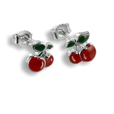 Kirsche Silber Ohrstecker