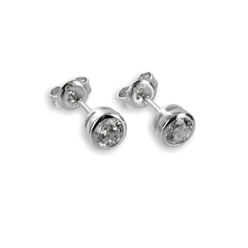 Große 6 mm Zirkonia Silber Ohrstecker viele tollen Farben
