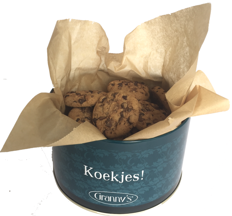 Granny's chocochip cookies in blik 450 gr Granny's chocochip cookies in blik 450 gr