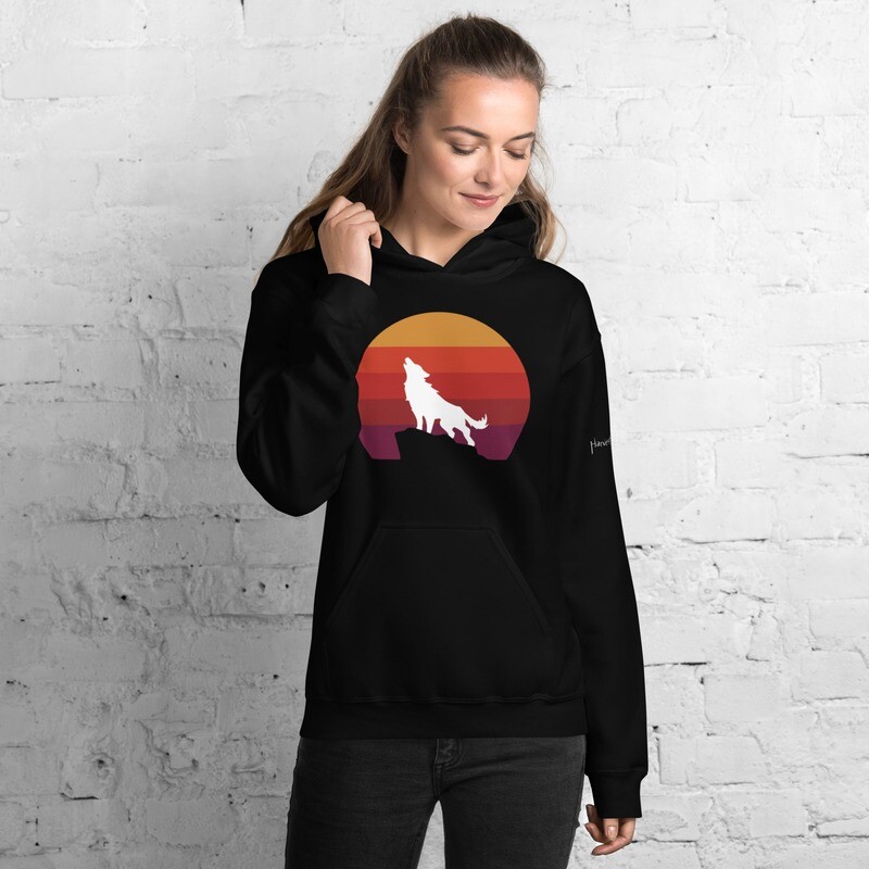 Harvest Moon White Wolf Sunrise Hoodie Unisex
