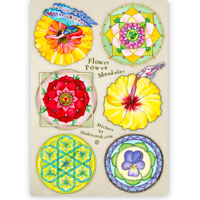 Flower Power Mandalas / Aufkleber Bogen