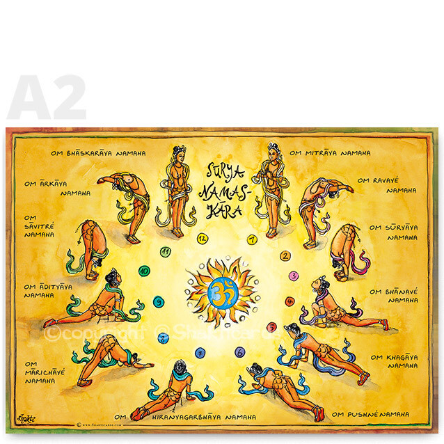 Surya Namaskar, Sun Salutation A2 Poster