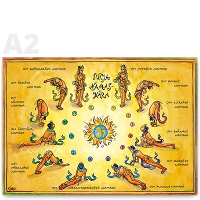 Surya Namaskar, Sun Salutation A2 Poster