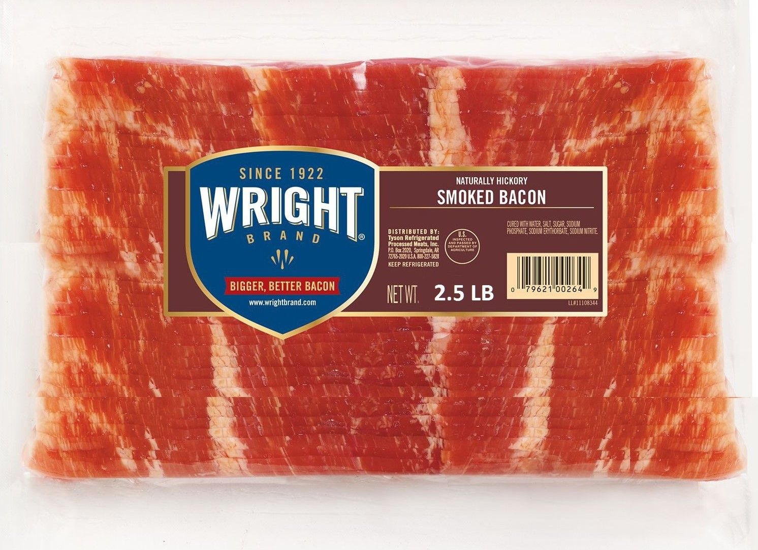 Wright's Sliced Bacon, 2.5lb Pkg