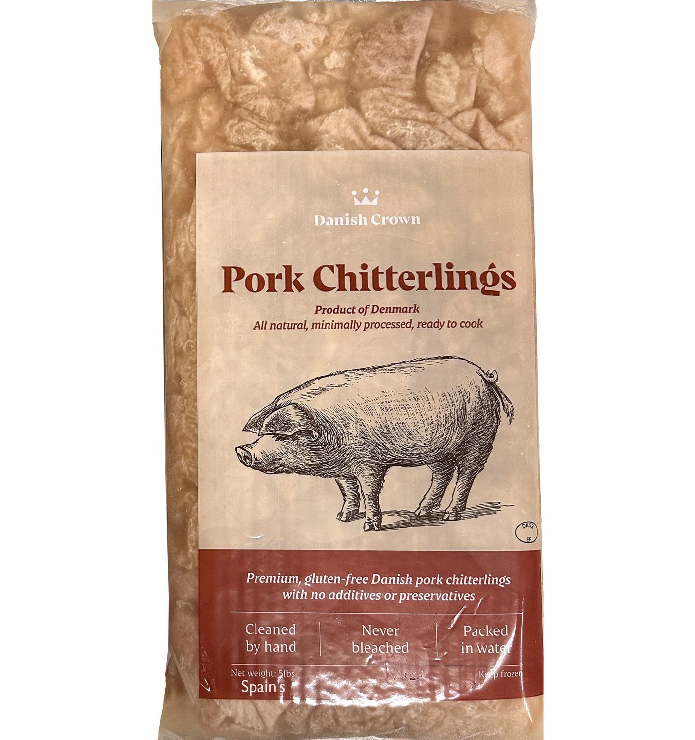 Danish Crown Premium Hand Cleaned Chitterlings, 5lb bag