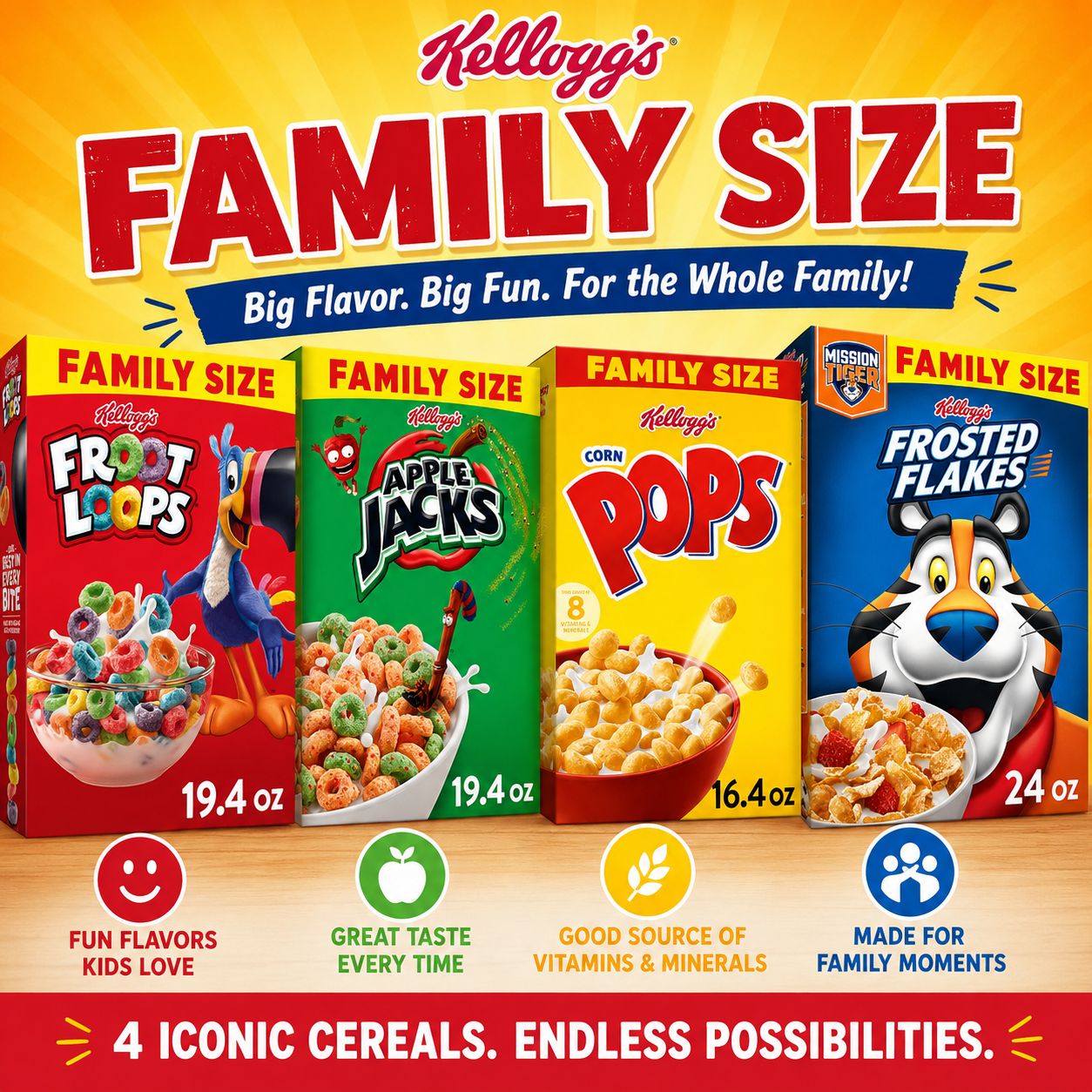 Select Kellogg's Cereals, family size