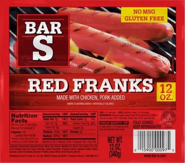 Bar S Red Franks, 12oz
