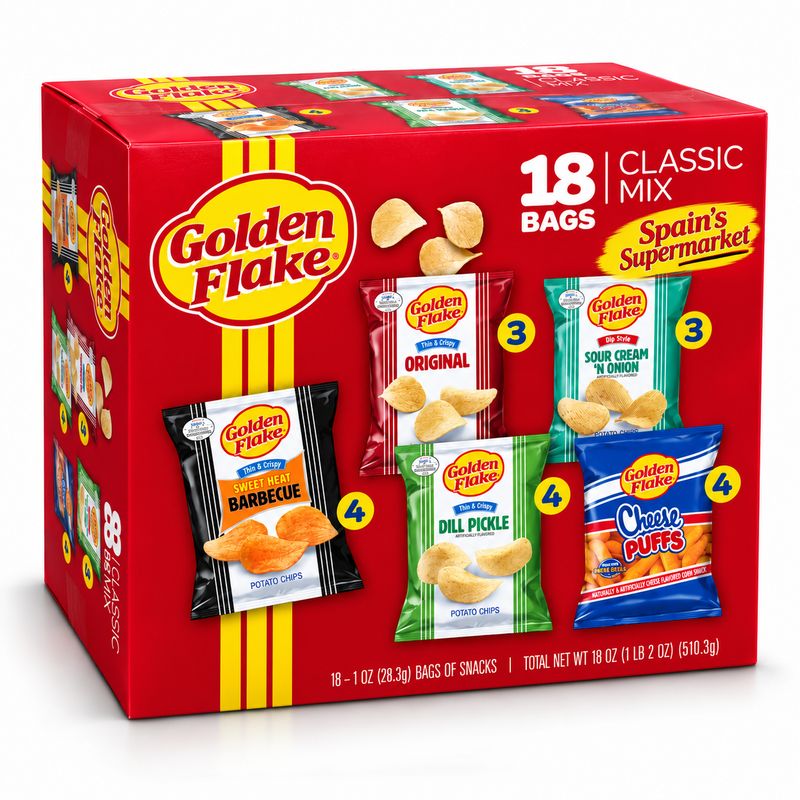 Golden Flake Variety Pack Chips, 18 pack