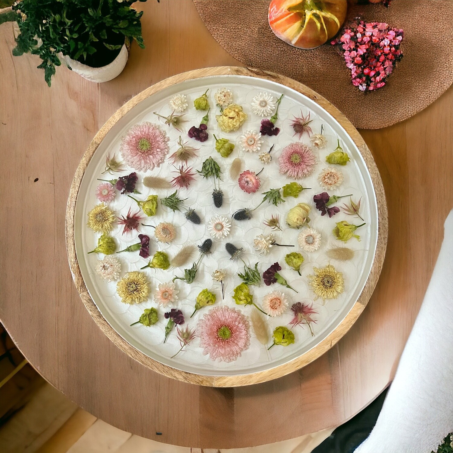 Preserved Florals in Resin Lazy Susan