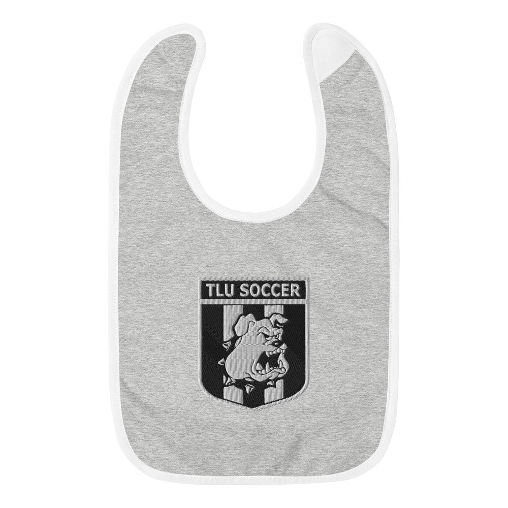 Embroidered Baby Bib (White Crest), Color: Heather Gray / White