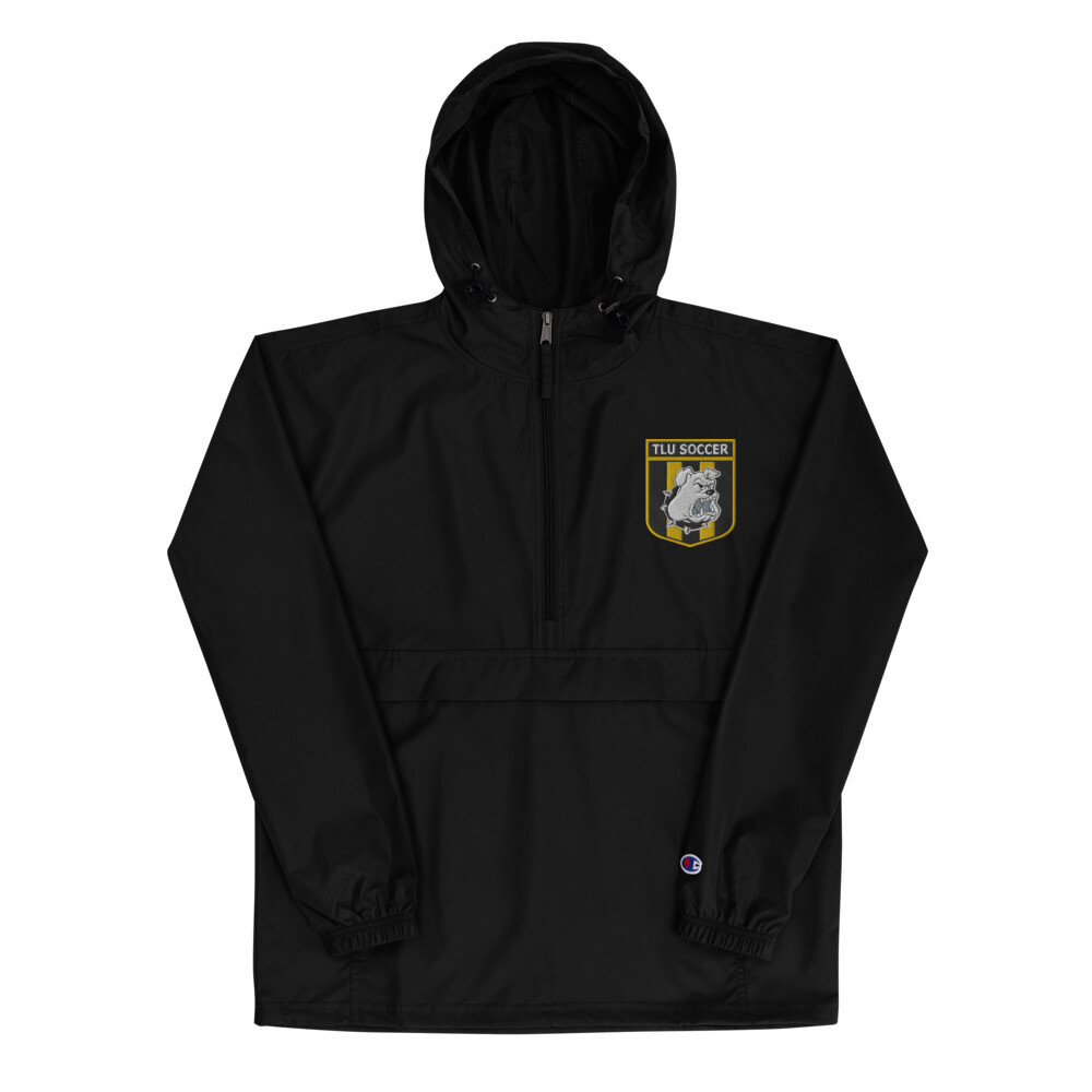 TLU Soccer Embroidered Champion Packable Jacket (Gold Crest), Color: Black, Size: S