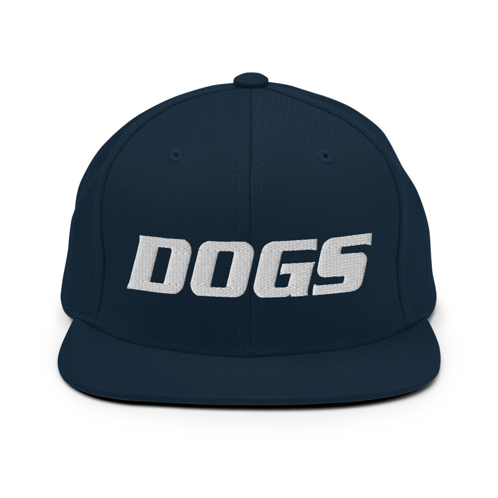 TLU Softball DOGS White Snapback Hat, Color: Dark Navy