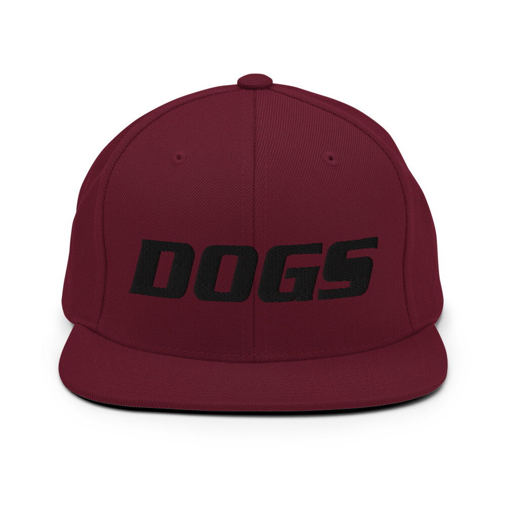 TLU Softball DOGS Black Snapback Hat, Color: Maroon