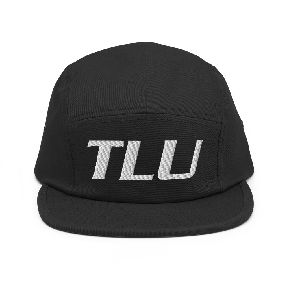 TLU Softball White Five Panel Cap (Large Logo), Color: Black