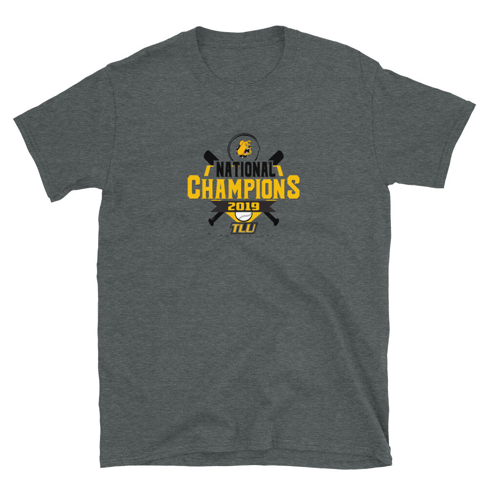 TLU Softball 2019 Champions Short-Sleeve Unisex T-Shirt, Color: Dark Heather, Size: S