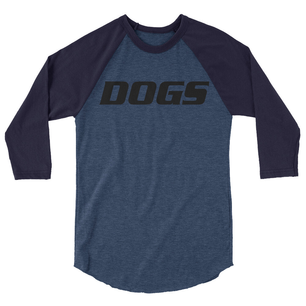TLU Softball DOGS Black 3/4 sleeve raglan shirt, Color: Heather Denim/Navy, Size: XS
