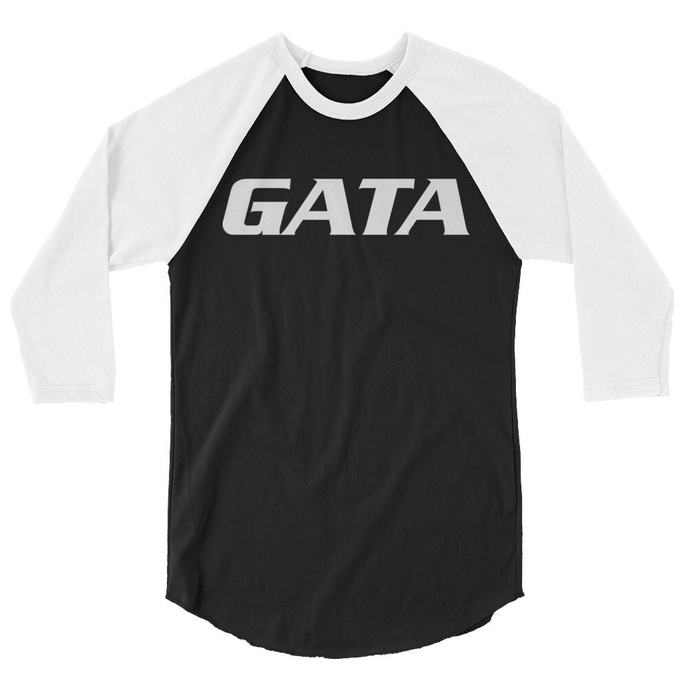 TLU Softball GATA White 3/4 sleeve raglan shirt, Color: Black/White, Size: XS