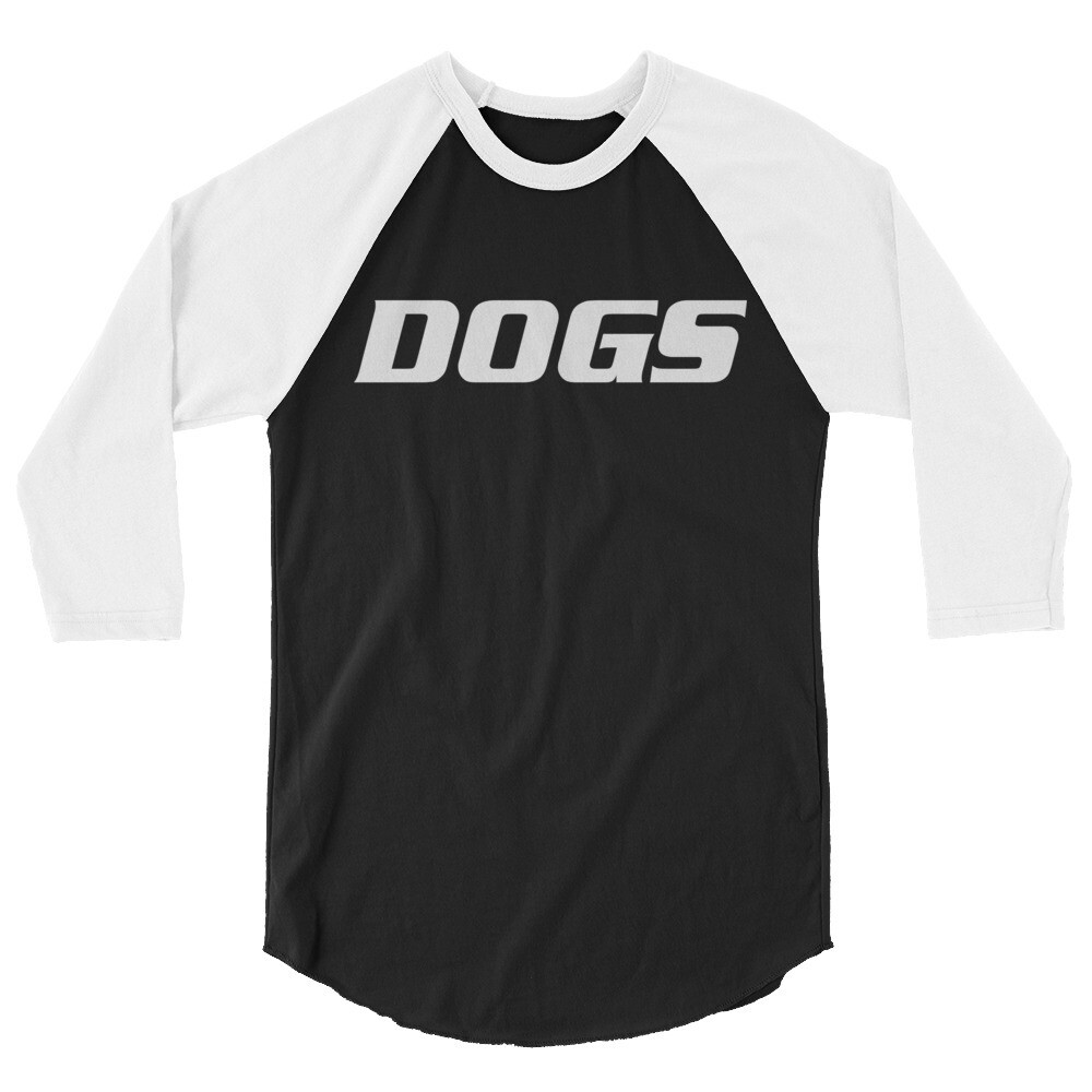TLU Softball DOGS White 3/4 sleeve raglan shirt, Color: Black/White, Size: XS