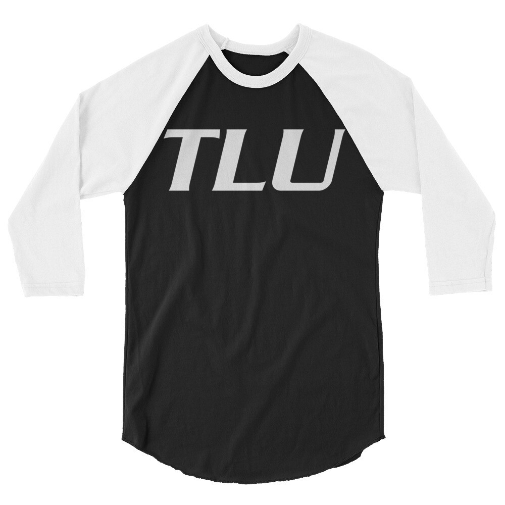 TLU Softball White 3/4 sleeve raglan shirt, Color: Black/White, Size: XS