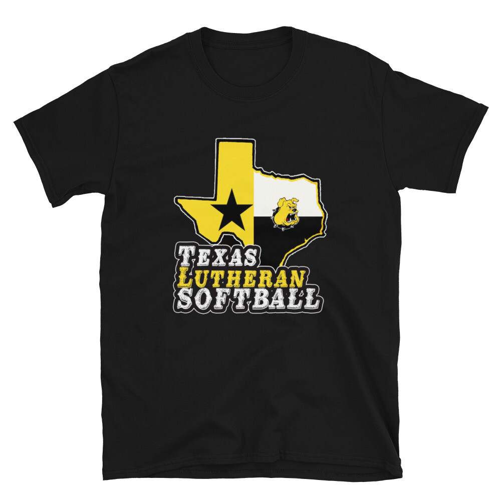 TLU Softball Texas Star Short-Sleeve Unisex T-Shirt, Color: Black, Size: S
