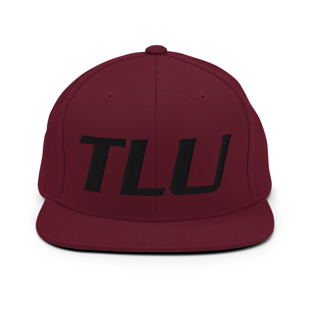 TLU Softball Black Snapback Hat (Large Logo), Color: Maroon