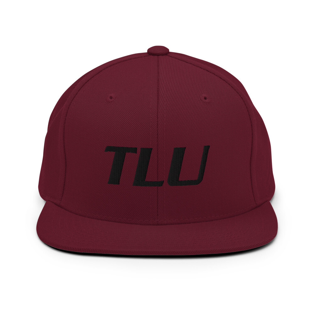 TLU Softball Black Snapback Hat (Small Logo), Color: Maroon