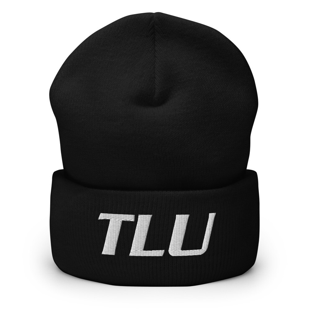 TLU Softball White Beanie, Color: Black