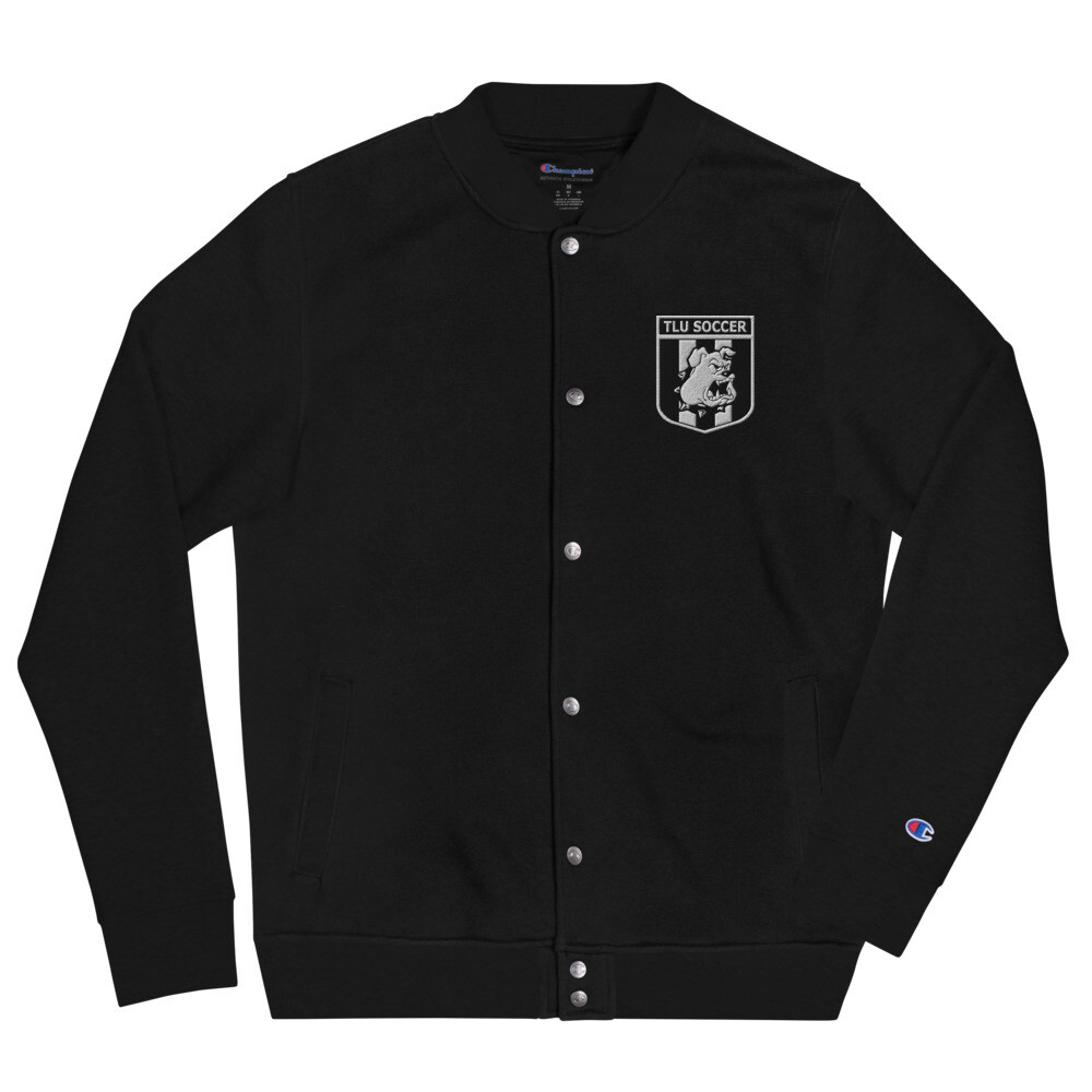 TLU Soccer Embroidered Champion Bomber Jacket, Color: Black, Size: S