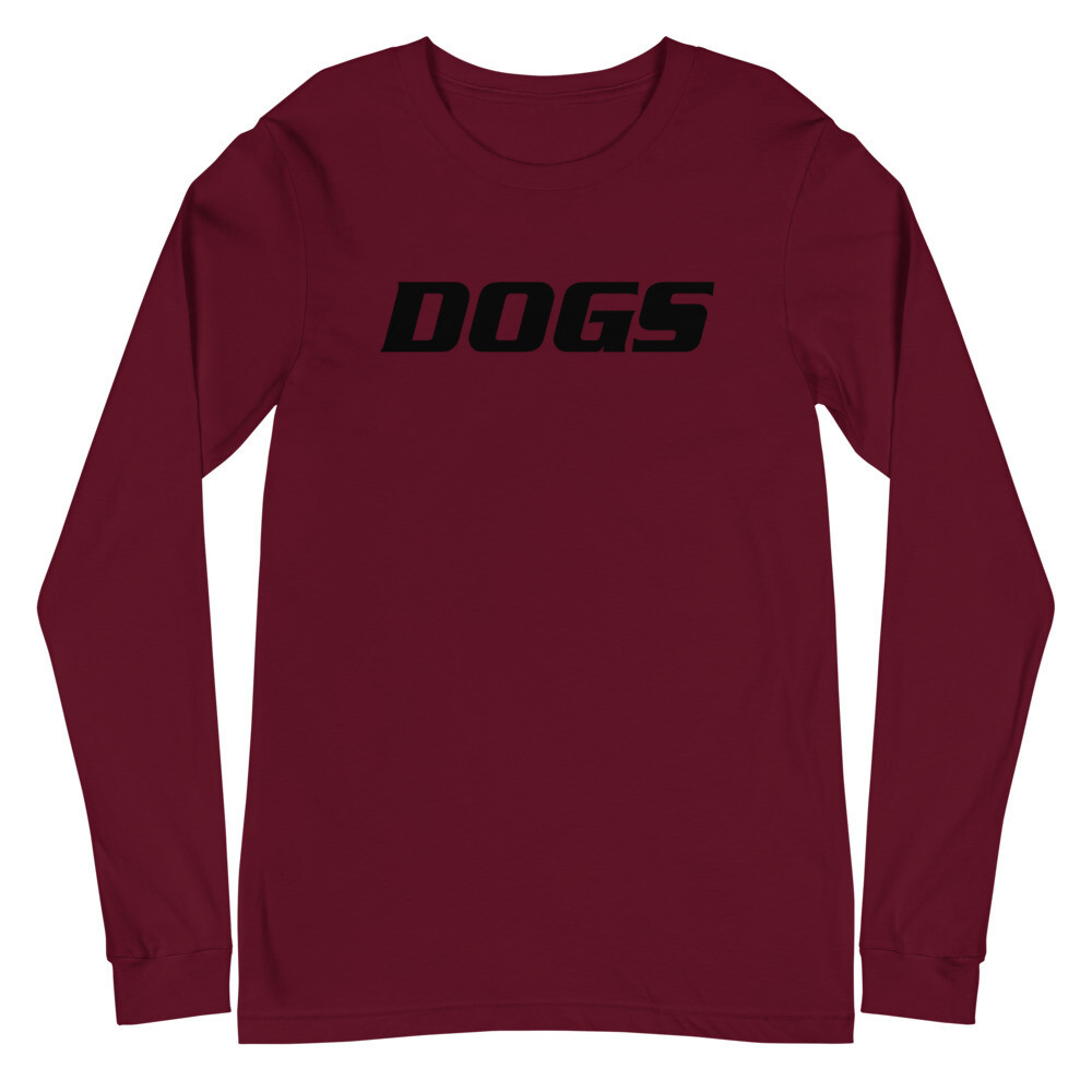 TLU Softball DOGS Black Unisex Long Sleeve Tee, Color: Maroon, Size: XS