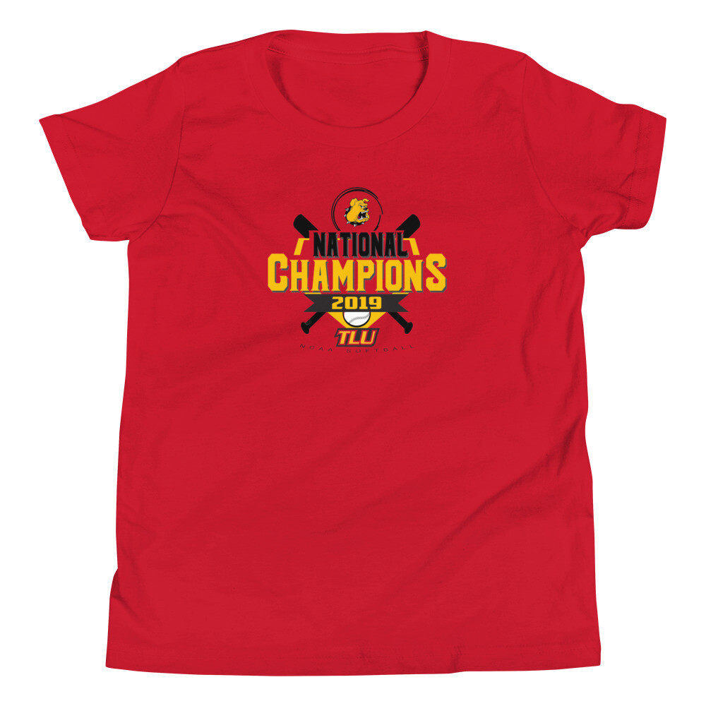TLU Softball 2019 Championship Youth Short Sleeve T-Shirt, Color: Red, Size: S