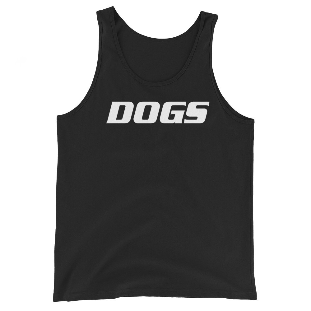 TLU Softball DOGS White Unisex Tank Top, Color: Black, Size: XS
