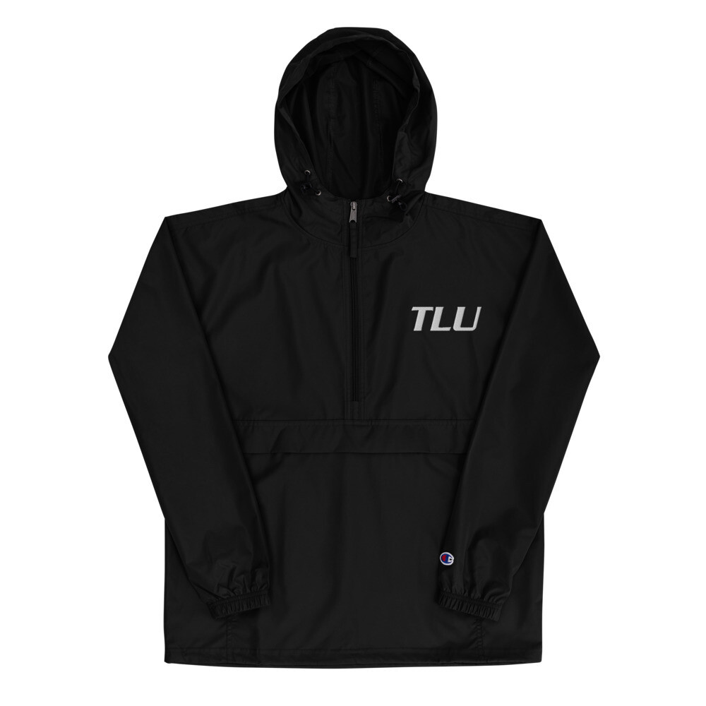 TLU Softball White Embroidered Champion Packable Jacket, Color: Black, Size: S
